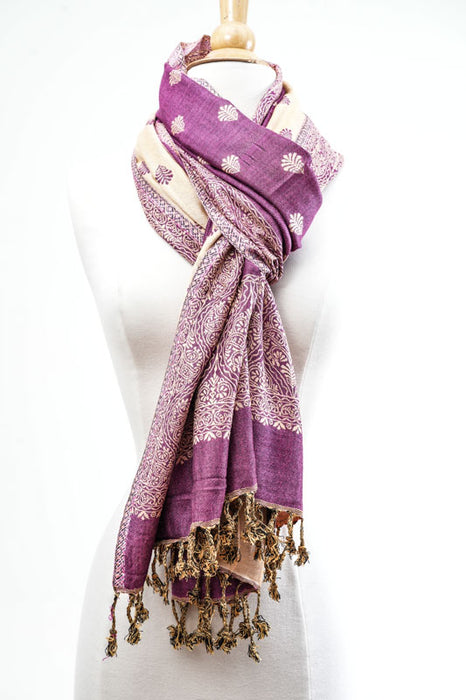 Patterned viscose scarf 65x200 cm