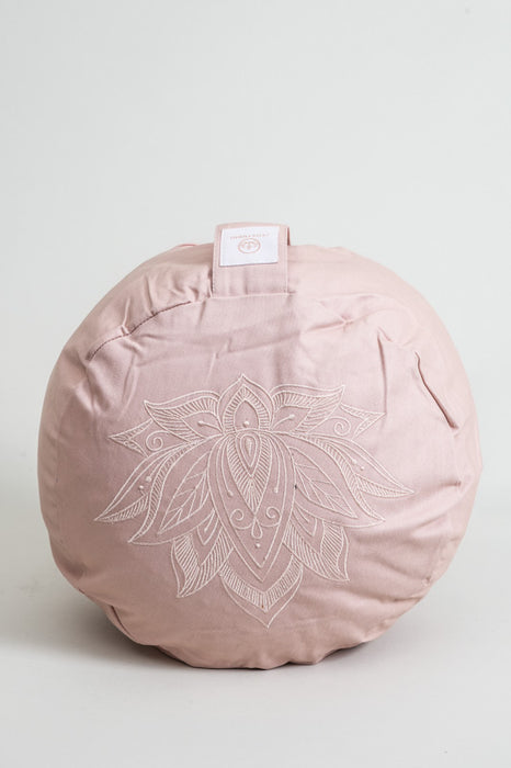 Coussin de méditation rond fleur de lotus vieux rose 30x30x15cm