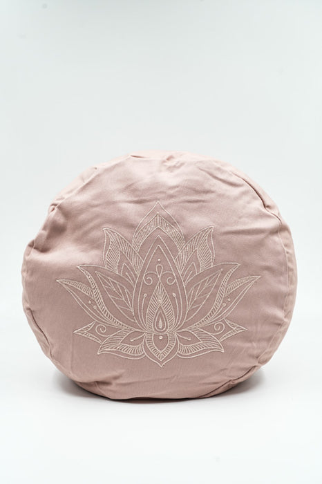 Coussin de méditation rond fleur de lotus vieux rose 30x30x15cm