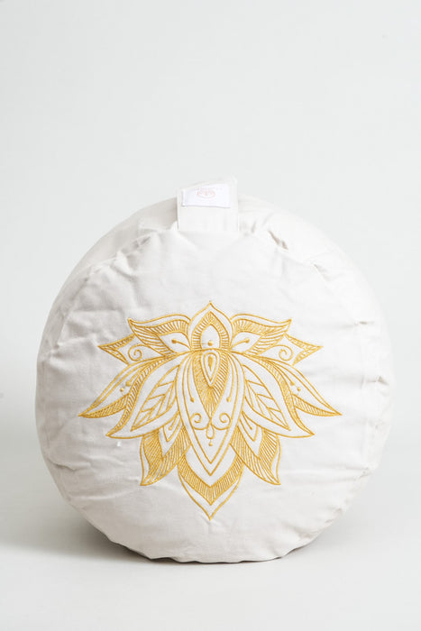 Coussin de méditation rond fleur de lotus beige 30x30x15cm
