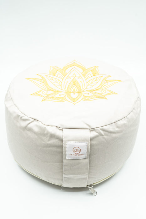 Coussin de méditation rond fleur de lotus beige 30x30x15cm