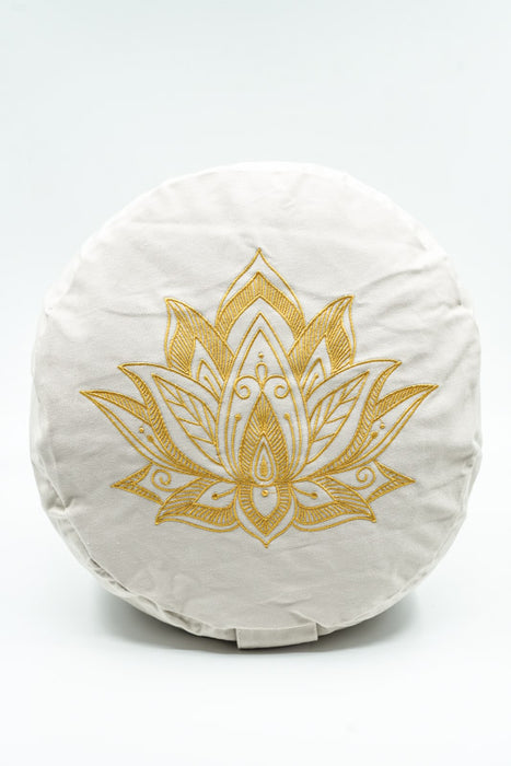 Coussin de méditation rond fleur de lotus beige 30x30x15cm