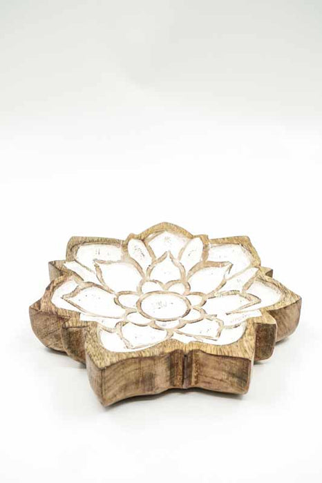 Dekoteller Mangoholz Blumenform 23cm