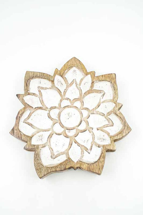 Dekoteller Mangoholz Blumenform 23cm