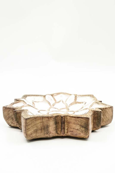 Dekoteller Mangoholz Blumenform 23cm
