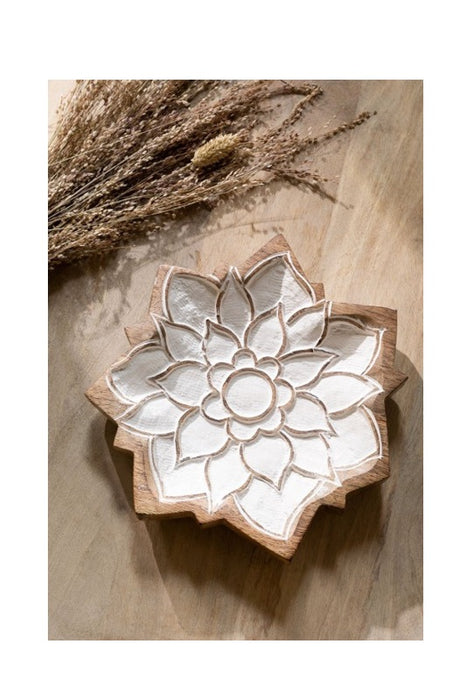 Dekoteller Mangoholz Blumenform 23cm