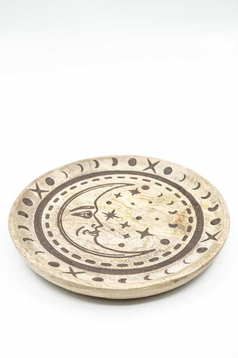 Decorative Plate Mango Wood "Sun Moon - Moon" medium 20x2cm
