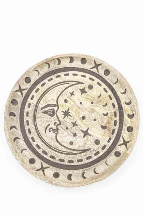 Decorative Plate Mango Wood "Sun Moon - Moon" medium 20x2cm