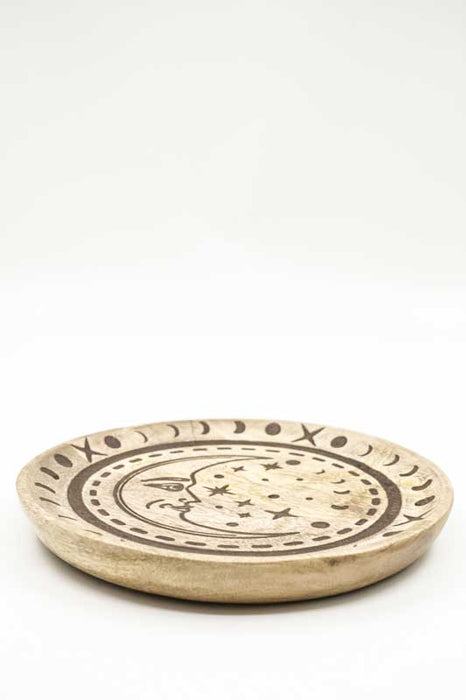Decorative Plate Mango Wood "Sun Moon - Moon" medium 20x2cm