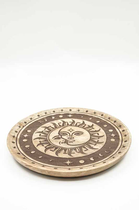 Decorative plate mango wood "Sun Moon" large 25x2cm