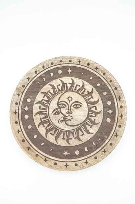Decorative plate mango wood "Sun Moon" large 25x2cm
