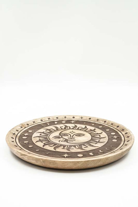 Decorative plate mango wood "Sun Moon" large 25x2cm