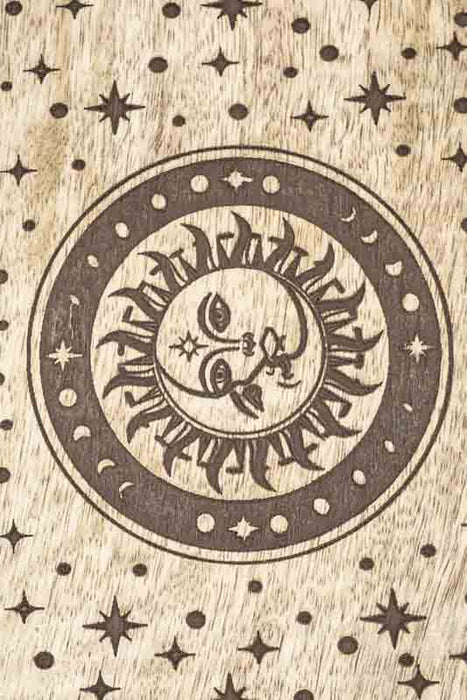 Mango Wood Box "Sun Moon" small 17.75x10x3.5cm