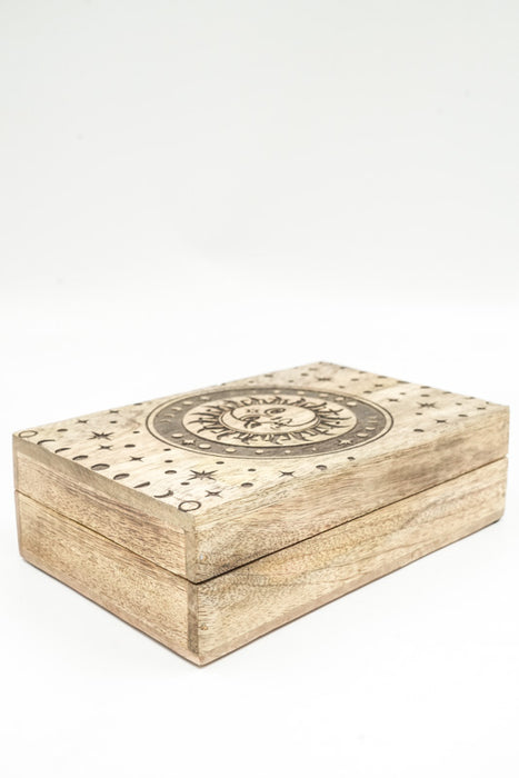 Box Mango Wood "Sun Moon" medium 21.5x14x7cm