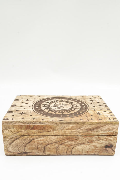 Mango wood box "Sun Moon" large 25x17.75x9cm