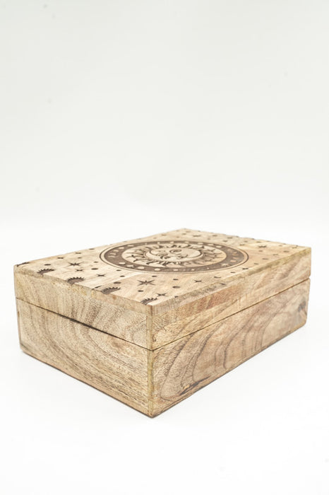 Mango wood box "Sun Moon" large 25x17.75x9cm