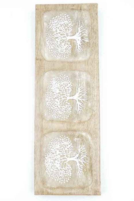 Decorative Platter Mango Wood "Tree of Life" 3-piece 30x10x2.5cm