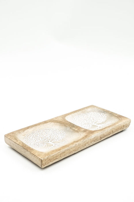 Planche décorative en bois de manguier "Arbre de vie" 2 pièces 20x10x2,5cm