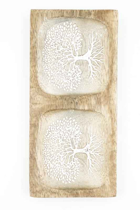 Planche décorative en bois de manguier "Arbre de vie" 2 pièces 20x10x2,5cm