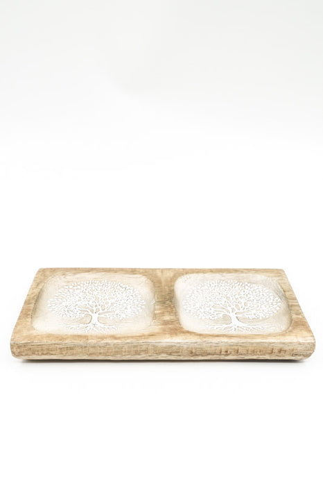 Planche décorative en bois de manguier "Arbre de vie" 2 pièces 20x10x2,5cm