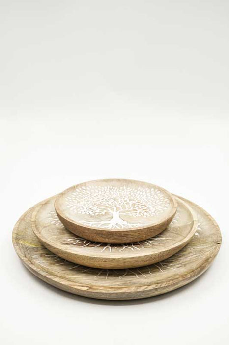 Decorative Plate Mango Wood "Tree of Life" small 15x2cm