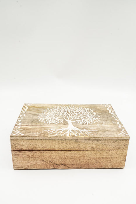 Boîte en bois de manguier « Arbre de vie » grande 25x17,75x9cm