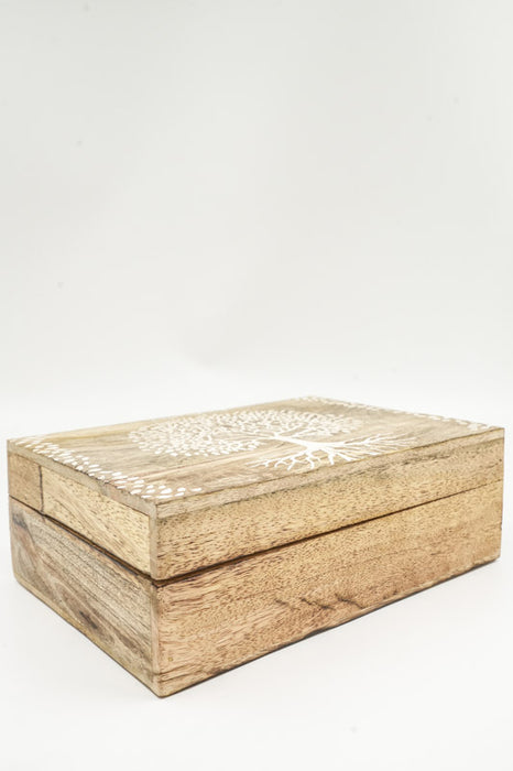 Boîte en bois de manguier « Arbre de vie » grande 25x17,75x9cm