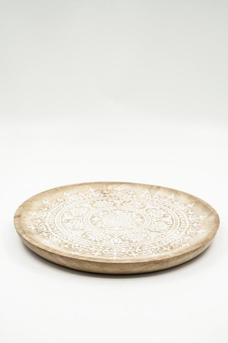 Dekoplatte rund Mangoholz "Zari" gross 25x25x2cm