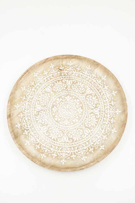 Dekoplatte rund Mangoholz "Zari" gross 25x25x2cm