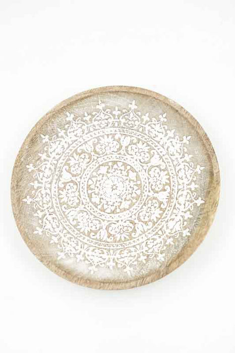 Dekoplatte rund Mangoholz "Zari" klein 15x15x2cm