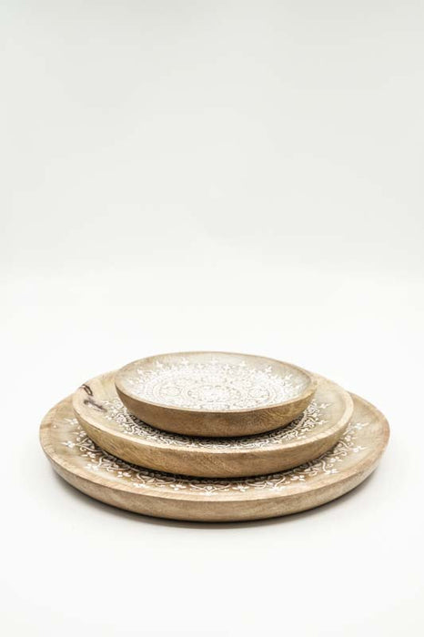 Dekoplatte rund Mangoholz "Zari" klein 15x15x2cm