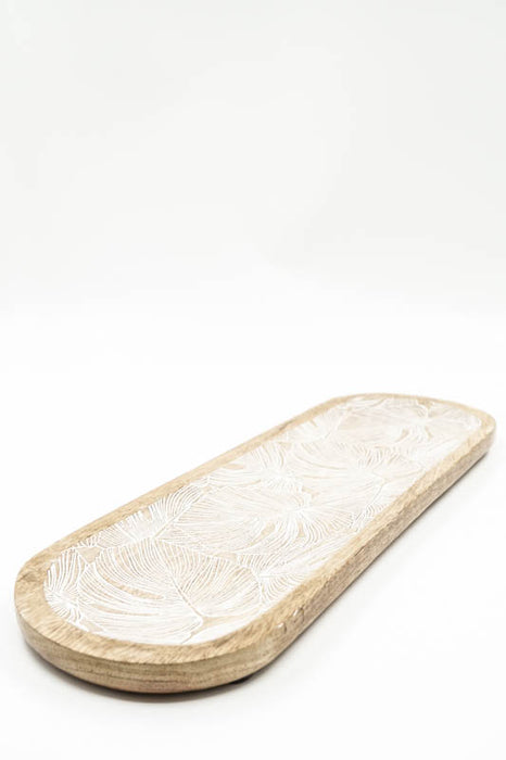 Plateau décoratif mangue "Monstera" long 45x13x2.5cm