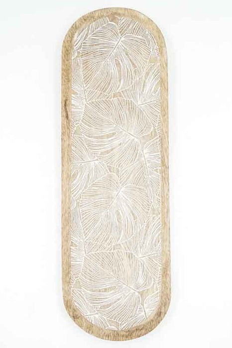 Plateau décoratif mangue "Monstera" long 45x13x2.5cm