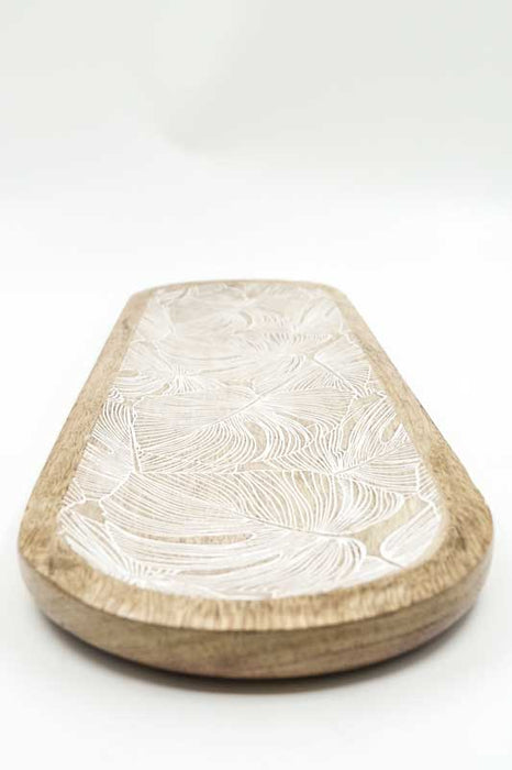 Plateau décoratif mangue "Monstera" long 45x13x2.5cm