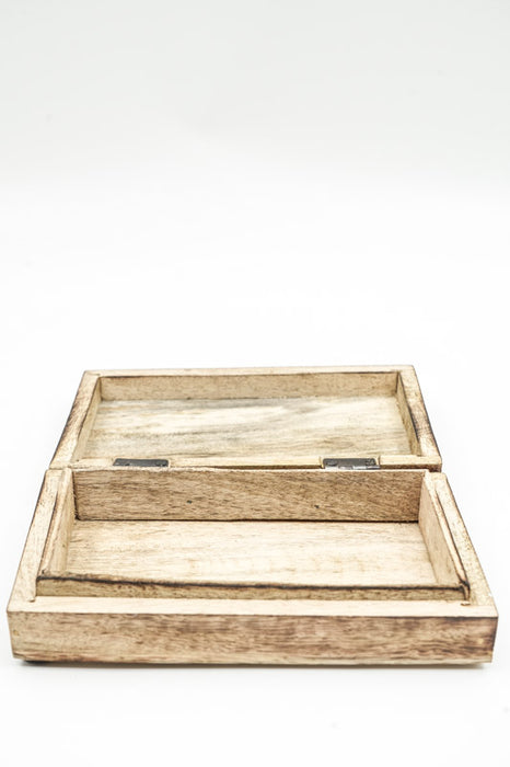 Mango Wood Box "Monstera" small 17.75x10x3.5cm