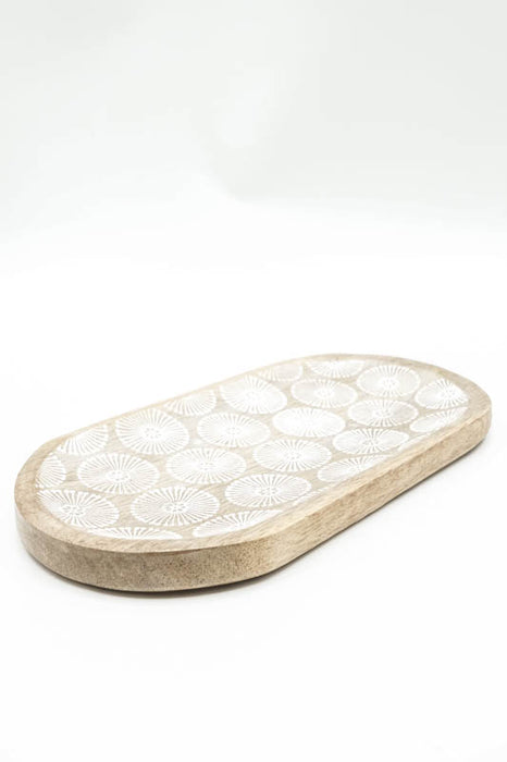 Dekoplatte Mangoholz "Cottonbud" oval 30x15x2.5cm