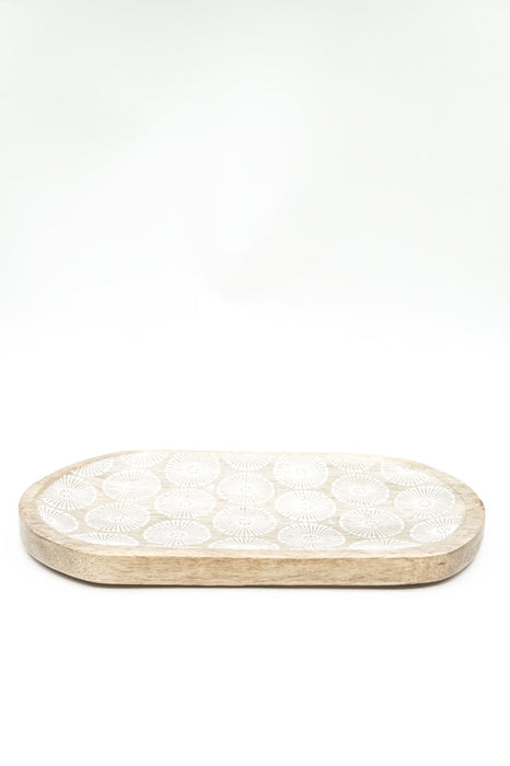 Dekoplatte Mangoholz "Cottonbud" oval 30x15x2.5cm