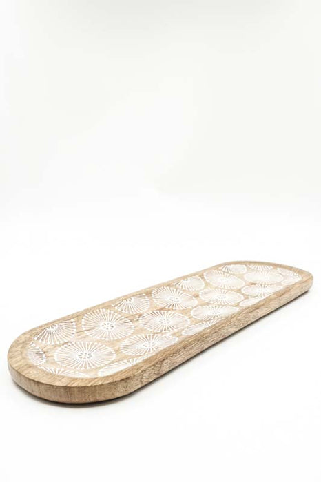 Plat décoratif en bois de manguier "Cottonbud" long 45x13x2.5cm