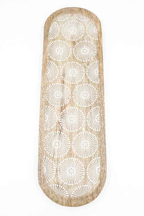 Plat décoratif en bois de manguier "Cottonbud" long 45x13x2.5cm
