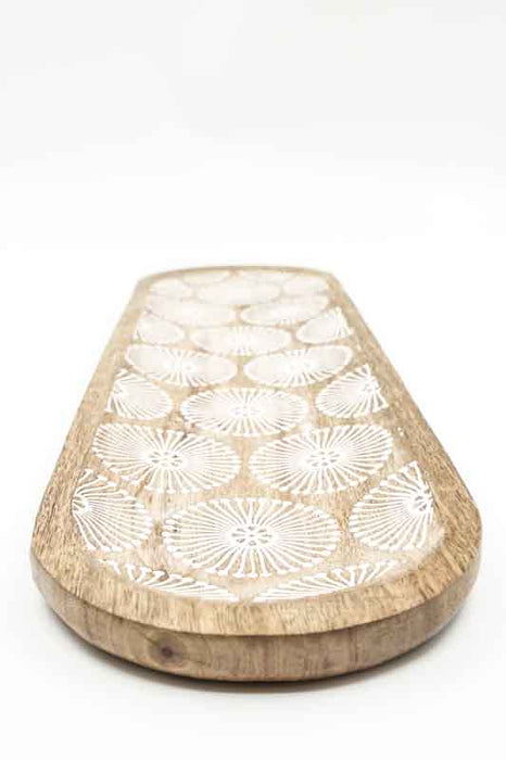 Plat décoratif en bois de manguier "Cottonbud" long 45x13x2.5cm