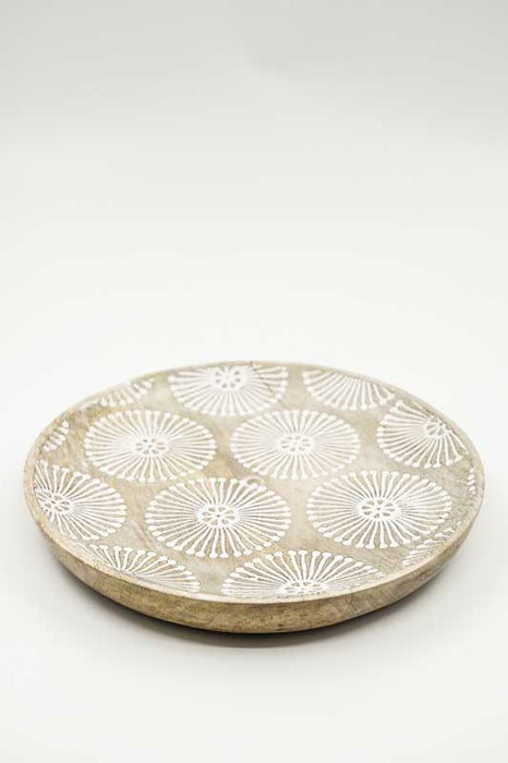 Decorative plate round mango wood "Cottonbud" medium 20x20x2cm