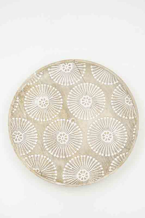 Decorative plate round mango wood "Cottonbud" medium 20x20x2cm