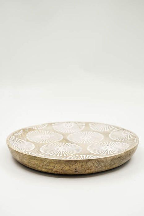 Decorative plate round mango wood "Cottonbud" medium 20x20x2cm
