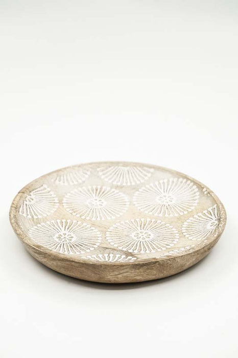 Dekoplatte rund Mangoholz "Cottonbud" klein 15x15x2cm