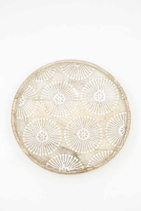 Dekoplatte rund Mangoholz "Cottonbud" klein 15x15x2cm