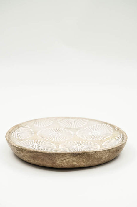 Dekoplatte rund Mangoholz "Cottonbud" klein 15x15x2cm