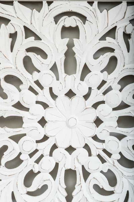 Mango Wood Wall Decor with Floral Carvings, Square, 64x64x3cm