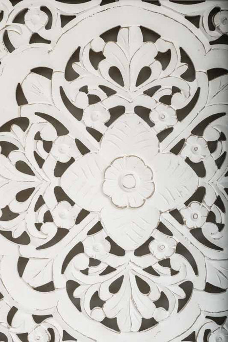 Mango Wood Wall Decor with Diamond-Shaped Mandala Carvings, Square, 64x64x3cm