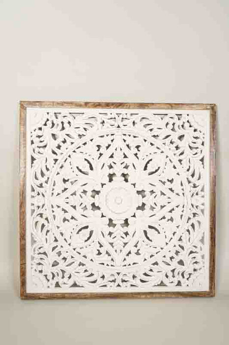 Wall decor mango wood mandala carvings fine floral 95x95x3cm