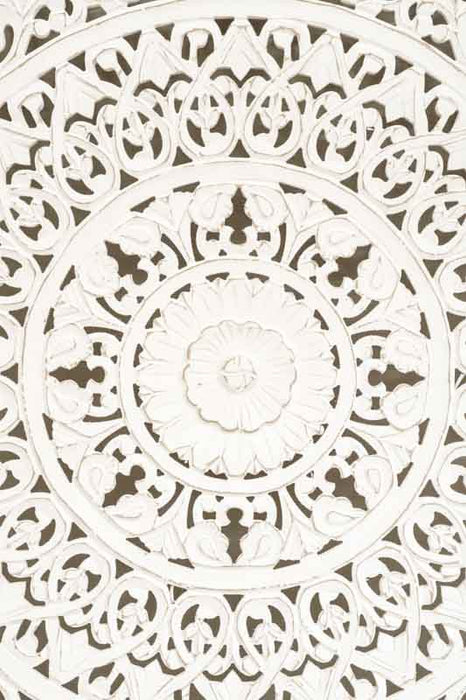Wanddeko Mangoholz mit Blumenmandala quadratisch 95x95x3cm